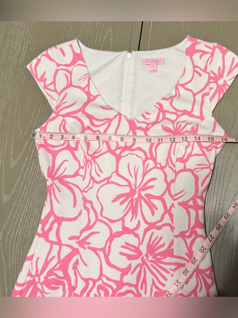 Lily Pulitzer Pink White Tropical Sheath Floral Dress Small V-Neck Resort Preppy - Picture 5 of 10